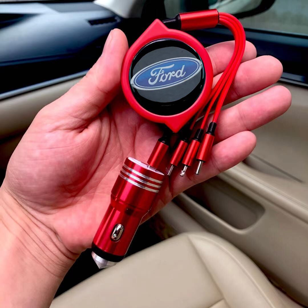 3 w 1 zwijany kabel do transmisji danych w samochodzie + bezpłatna ładowarka samochodowa