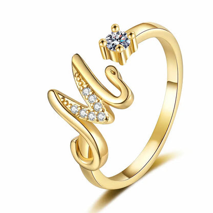 ⏳Ograniczona czasowo zniżka 50%⏰Regulowany pierścionek z inicjałem Sparkle dla kobiet💍
