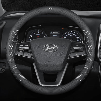 Ultracienki, oddychający pokrowiec na kierownicę z prawdziwej skóry z antypoślizgowym uchwytem