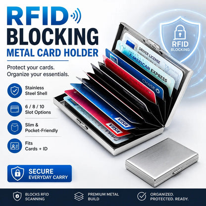Metalowy uchwyt na kartę z blokadą RFID