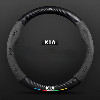 TrackVibe | Czarny pokrowiec na kierownicę z zamszu węglowego – antypoślizgowy i odporny na zużycie