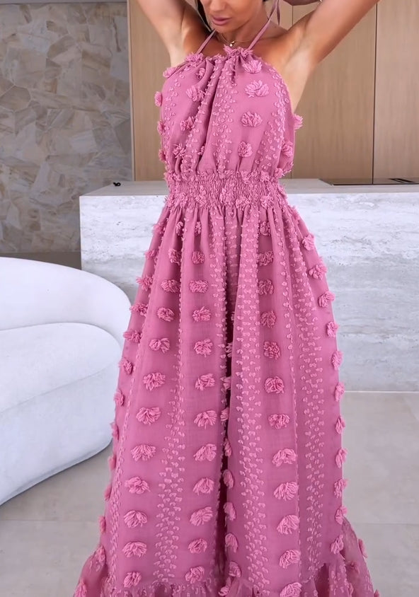 Letnia damska modna sukienka z odkrytymi plecami i dużym rozcięciem