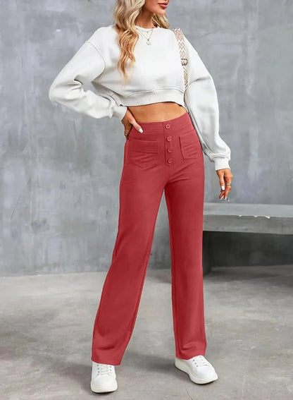 Elastyczne spodnie rekreacyjne z wysokim stanem