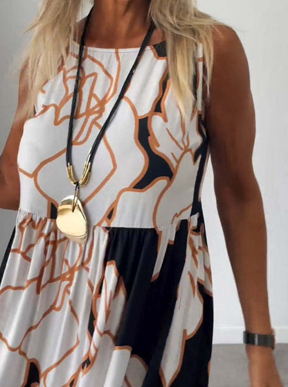 👗2024 Sukienka maxi z kwiatowym nadrukiem na ramiączkach