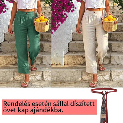 Absolutny must-have🔥👖 Lekkie spodnie z mieszanki lnu – o luźnym kroju i klasycznej prostej nogawce, idealne do pracy lub na weekend