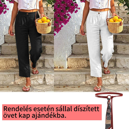 Absolutny must-have🔥👖 Lekkie spodnie z mieszanki lnu – o luźnym kroju i klasycznej prostej nogawce, idealne do pracy lub na weekend