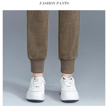 🔥Zimowa gorąca wyprzedaż🔥 Damskie ciepłe, pluszowe sztruksowe spodnie jogger