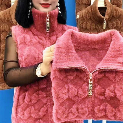 damska zimowa kamizelka ze sztucznego futra, zapewniająca ciepłą modę bez rękawów