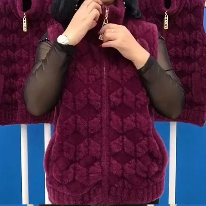 damska zimowa kamizelka ze sztucznego futra, zapewniająca ciepłą modę bez rękawów