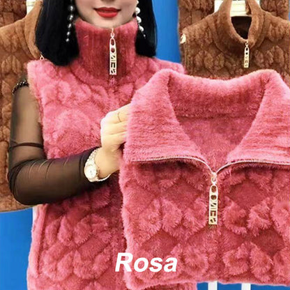 damska zimowa kamizelka ze sztucznego futra, zapewniająca ciepłą modę bez rękawów