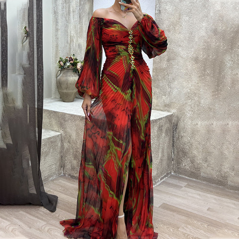 ✨【Slimming Wizard】Sukienka bez ramiączek dla kobiet✨ | Atrakcyjny design bez ramiączek | Szczegóły plisowane | Wycięcie na plecach, wygodne długie rękawy