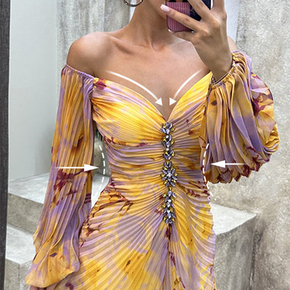 ✨【Slimming Wizard】Sukienka bez ramiączek dla kobiet✨ | Atrakcyjny design bez ramiączek | Szczegóły plisowane | Wycięcie na plecach, wygodne długie rękawy