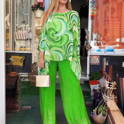 【🎊Stylowy i elegancki】💞Kolorowy damski letni dwuczęściowy komplet z szyfonu