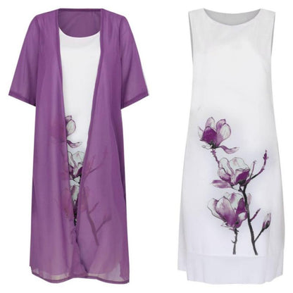 🌸Damska dwuczęściowa sukienka garniturowa z kwiatowym nadrukiem