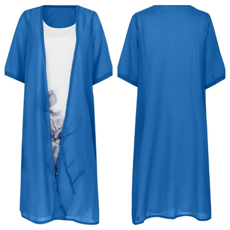 🌸Damska dwuczęściowa sukienka garniturowa z kwiatowym nadrukiem