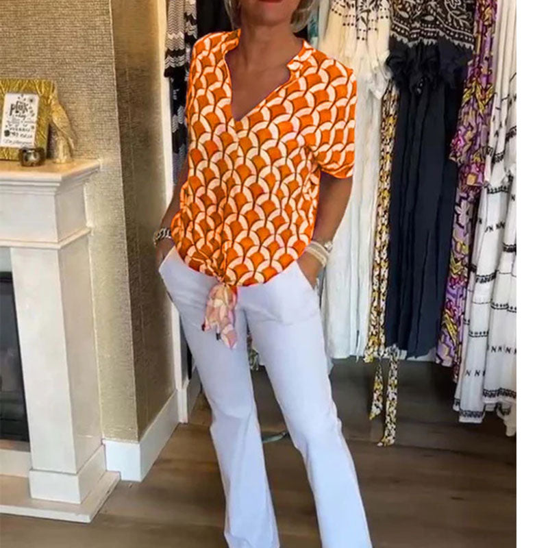 💖Casualowy top z krótkim rękawem i dekoltem V