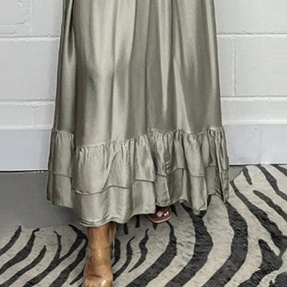 💖2024 Nowa sukienka maxi z satynowymi falbankami