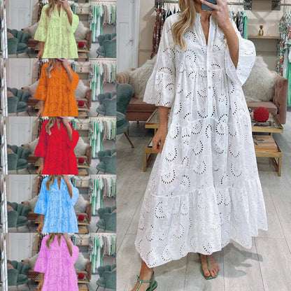 💕Eleganckie długie sukienki damskie z dekoltem w serek ✨