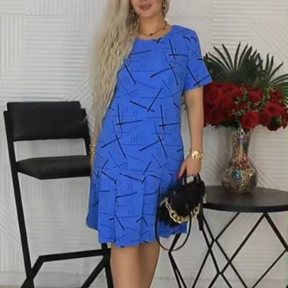 🥰Modna, plisowana sukienka damska z krótkim rękawem i nadrukiem👗