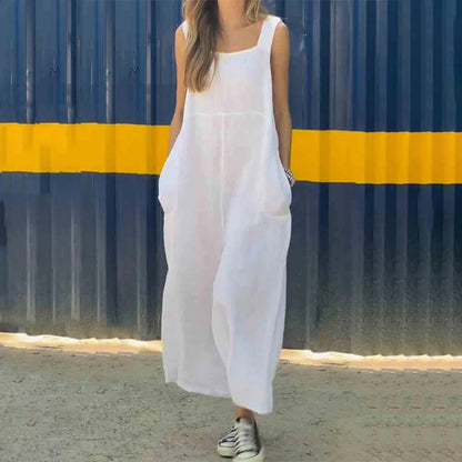 Casualowy oddychający kombinezon bez rękawów z kwadratowym dekoltem