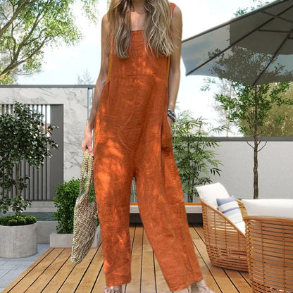 Casualowy oddychający kombinezon bez rękawów z kwadratowym dekoltem-TAB