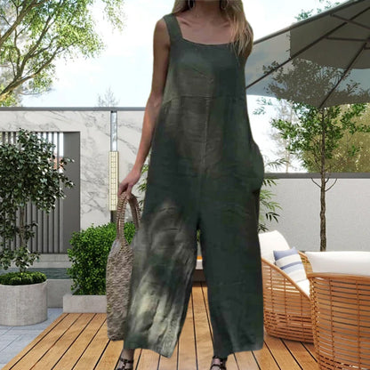 Casualowy oddychający kombinezon bez rękawów z kwadratowym dekoltem