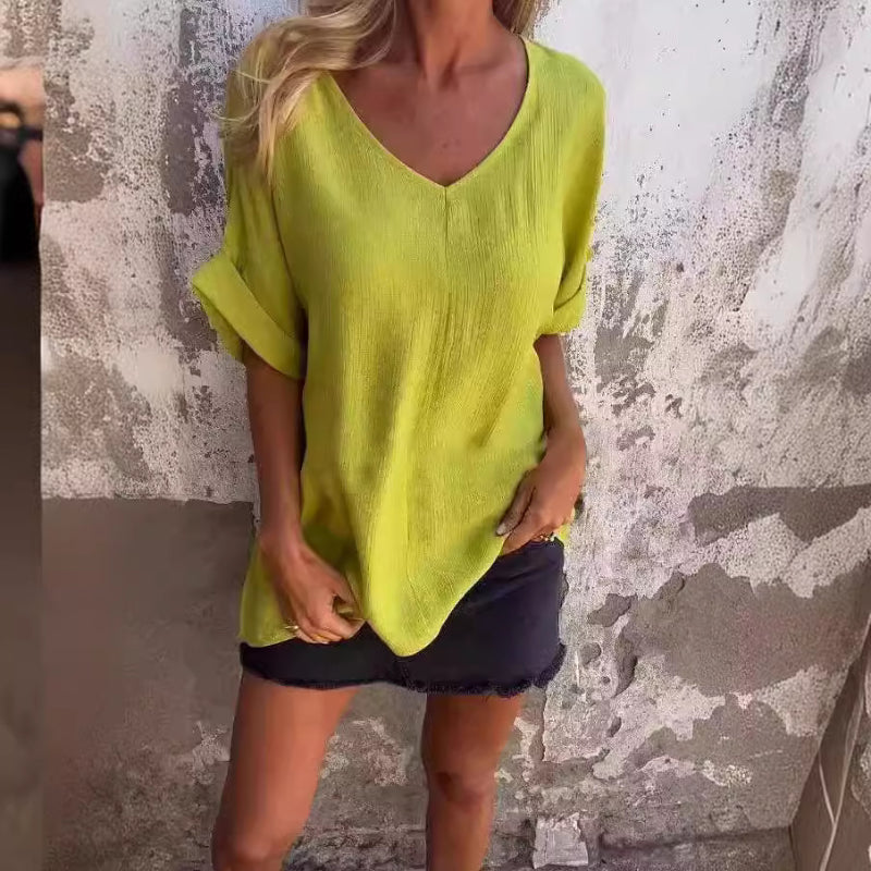 🌺Damski top oversize z dekoltem w serek