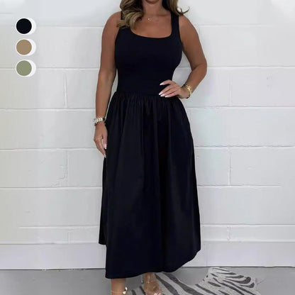 2025🌷Damska sukienka bez rękawów w jednolitym kolorze, swobodna