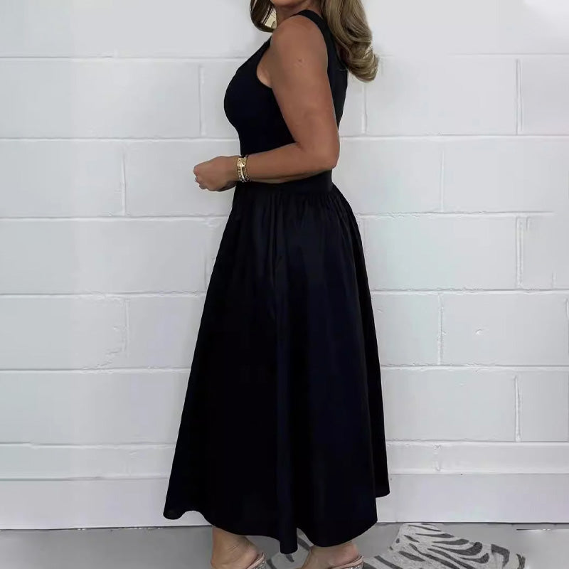 2025🌷Damska sukienka bez rękawów w jednolitym kolorze, swobodna