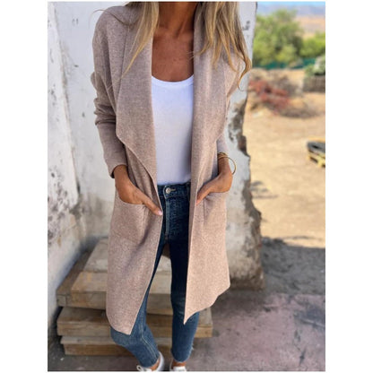 🎉Kołnierzyk z klapami, swobodny sweter z długimi rękawami i otwartym przodem