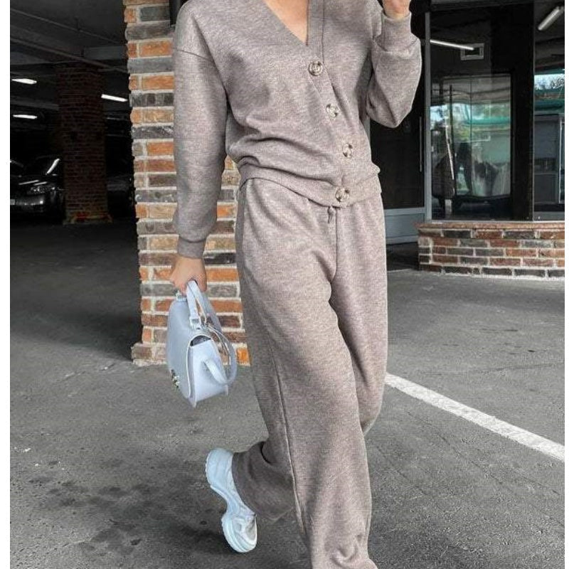 💝Dwuczęściowy komplet damski - dzianinowa marynarka i spodnie zapinane na guziki