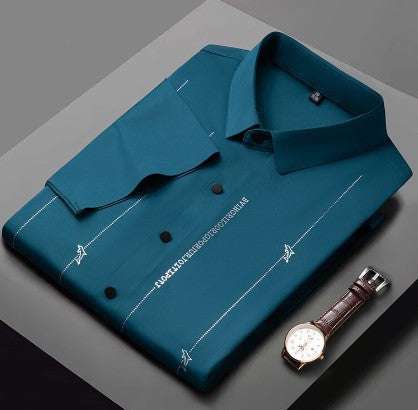 ❄️Męska koszula z jedwabiu lodowego o wysokiej elastyczności i odporności na zagniecenia