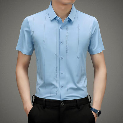 ❄️Męska koszula z jedwabiu lodowego o wysokiej elastyczności i odporności na zagniecenia