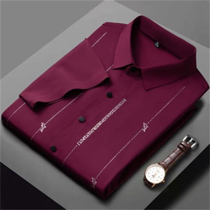 ❄️Męska koszula z jedwabiu lodowego o wysokiej elastyczności i odporności na zagniecenia