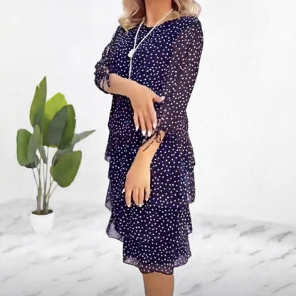 Damska sukienka warstwowa o swobodnym kroju z nadrukiem