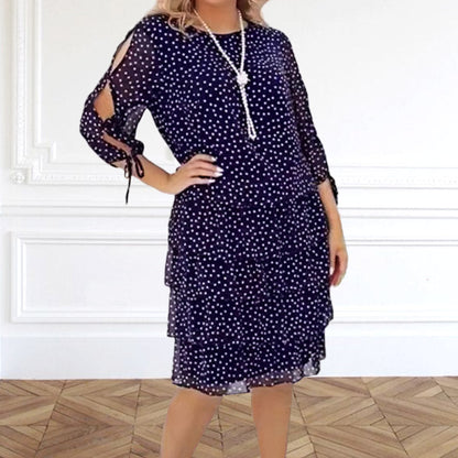 Damska sukienka warstwowa o swobodnym kroju z nadrukiem