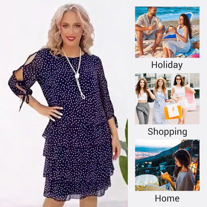 Damska sukienka warstwowa o swobodnym kroju z nadrukiem