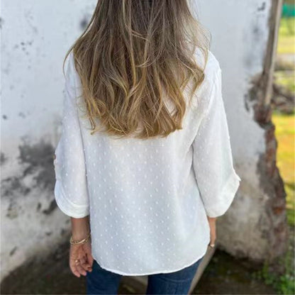 Damski żakardowy top z okrągłym dekoltem