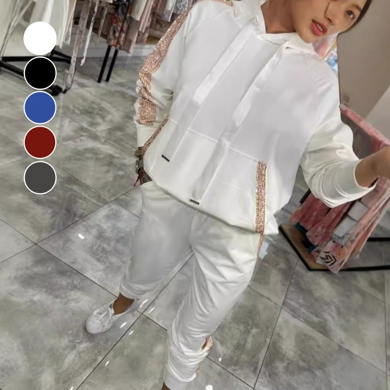 🌷Nowości na jesień✨Damski komplet top i spodnie ze sznurkiem, 2 sztuki