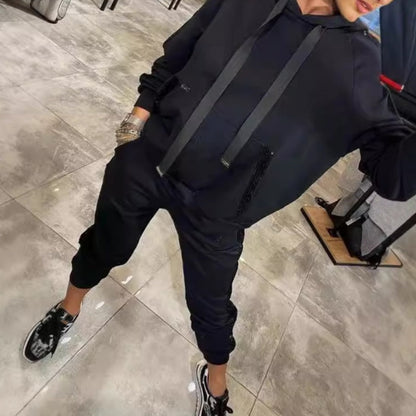 🌷Nowości na jesień✨Damski komplet top i spodnie ze sznurkiem, 2 sztuki