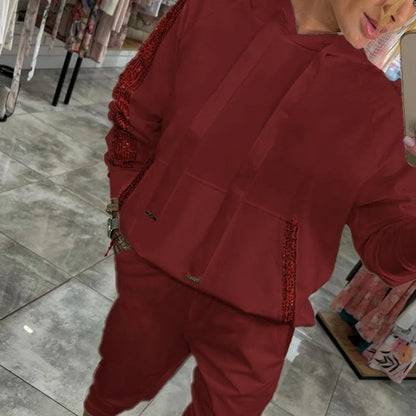 🌷Nowości na jesień✨Damski komplet top i spodnie ze sznurkiem, 2 sztuki