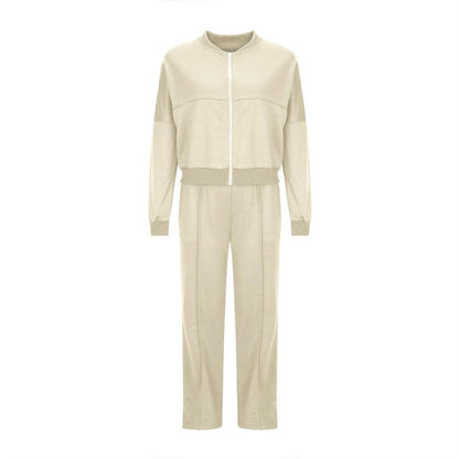 Damskie spodnie dresowe z długim rękawem i zamkiem błyskawicznym, ściągane sznurkiem, dwuczęściowe zestawy