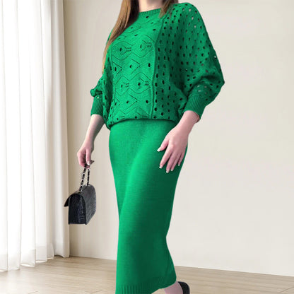 Nowość   Komplet dresowych sukienek bez rękawów z długimi rękawami i dziurami