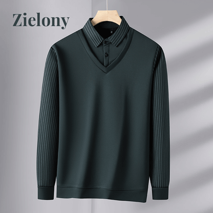 [Prezent dla mężczyzn] Ciepła koszula męska z imitacją dwuczęściowego garnituru