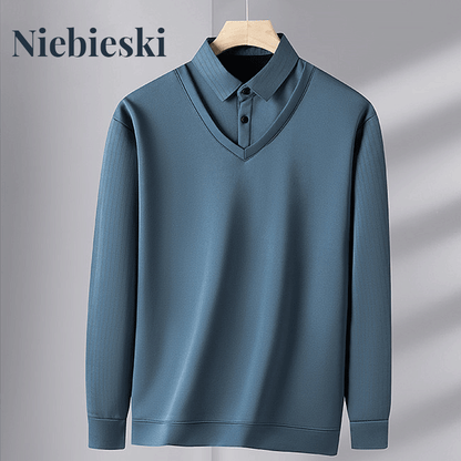 [Prezent dla mężczyzn] Ciepła koszula męska z imitacją dwuczęściowego garnituru