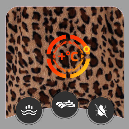 CIEPŁY DAMSKI PŁASZCZ ZE SZTUCZNEGO FUTRA W PANTERKĘ