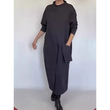 Nieregularna luźna casualowa patchworkowa sukienka maxi