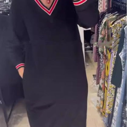 💖Damska dzianinowa sukienka z dekoltem w kształcie serca