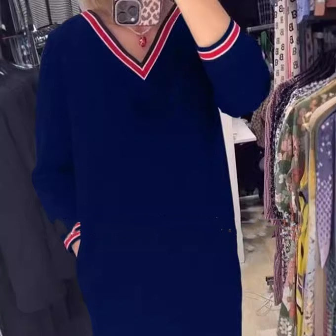 💖Damska dzianinowa sukienka z dekoltem w kształcie serca