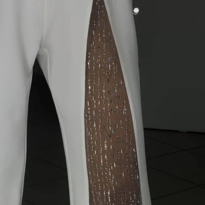 Damskie rozszerzane kombinezony na jedno ramię z błyszczącej siateczki💥ograniczony czas